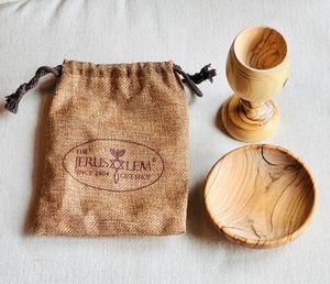 lot 179 image: Wooden Chalis & Bowl from Jerusalem Gift Shop