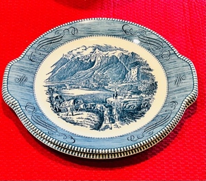 lot 212 image: Currier & Ives Royal China - The Rocky Mountains 11.5 Handled Cake Plate