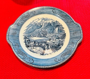 lot 216 image: Currier & Ives Royal Ironstone The Rocky Mountains 11.5 Handled Cake Plate