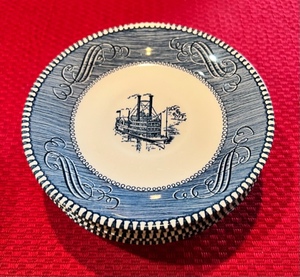 lot 219 image: Set of 6 - Currier &amp Ives Royal 6 Saucer wSteamboat Design