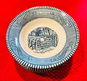 lot 230 image: Set of 6 - Currier & Ives Old Farm Gate 5.5 Fruit Dessert Bowl