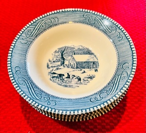 lot 234 image: Set of 4 - Currier & Ives Schoolhouse Winter 6 14 Cereal Bowl
