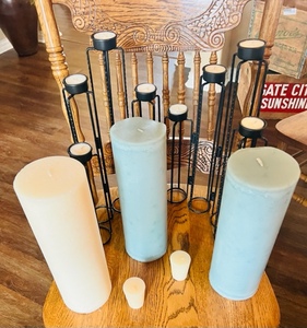 lot 246 image: Voltive Candle Holder wThree 12 Candles & Two 2 Candles