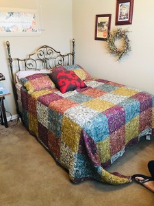 lot 272 image: Complete Full Size Brass Bed - SheetsComfort & Pillows are included