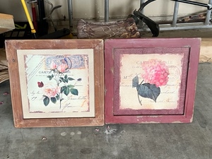 lot 280 image: Two Marshalls Floral Paintings with Carte Postale Print
