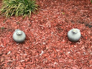 lot 290 image: Three Cement Bird Statues- Lawn Decor