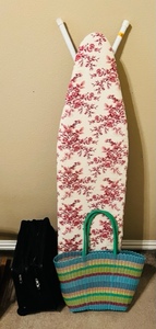 lot 323 image: Flower- Print  Ironing Board, Targus Carry-on Bag, Beach Tote