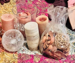 lot 329 image: Four Pillar Candles, Tealight Candle Holder, Potpourri & Vase