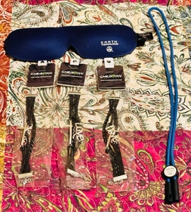 lot 340 image: Three Christian Fashion Bracelets, Eye Mask & Lanyard