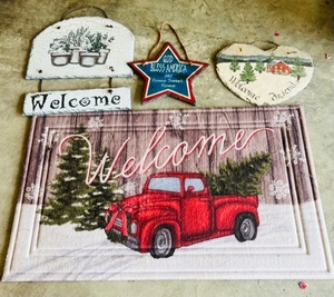 lot 357 image: Christmas Welcome Mat & Three Cute Welcome Signs