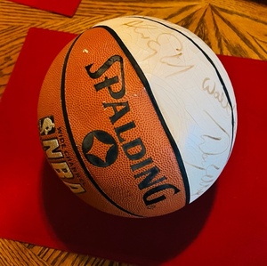 lot 366 image: Spalding NBA Endorsed Denver Nuggets Autographed Basketball by Alex English, Fat Lever, Walter Davis- See Pics For Full List