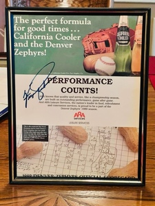 lot 374 image: Framed ARA Services Advertisement Signed By HOF Pitcher Fergie Jenkins