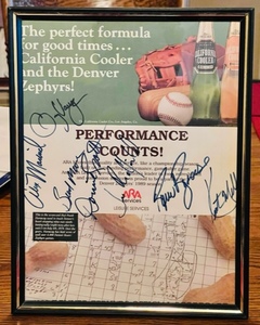 lot 375 image: Framed ARA Services Advertisement Autographed by Greg Vaughn & More.. See Pics For List