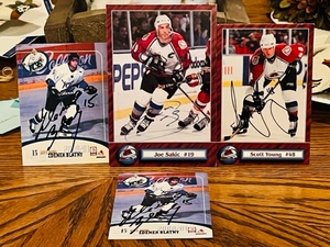 lot 383 image: Hockey Players Zdenek Blatny, Joe Sakie, Scott young Autographed Player Cards