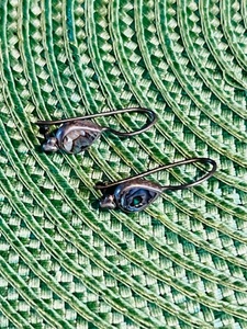 lot 418 image: .925 Sterling Silver Abalone Shell Tear Drop Earrings