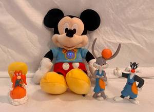 lot 12 image: Disney Clubhouse Fun Mickey Mouse Plush Doll (talksing) Space Jam 2 - New Legacy Yosemite Sam and McDonalds Happy Meal Toys