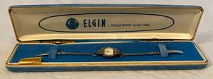 lot 20 image: Vintage Elgin Ladies Watch w8 Diamonds 10 RGP on Bezel