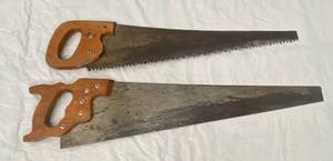 lot 53 image: Vintage Henry Disston & Sons D-23 Handsaw and 1 other unknown handsaw