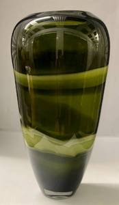 lot 151 image: Glass Green and white Swirl Vase