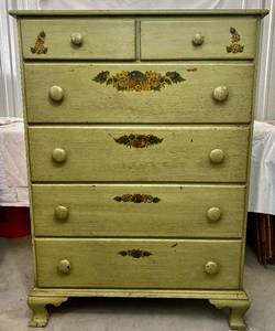 lot 182 image: Mid-Century 6 Drawer Dresser, Solid wood