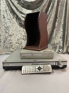 lot 88 image: Panasonic DVD Home Theater System 5 Disc Changer Magnavox DVD Player and Wooden Disk Holder