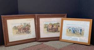 lot 188 image: Framed Old Tractor Signed  Wall Art 12.25x10.5