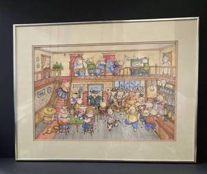 lot 198 image: Louise Bates 1986 Salon Pigs 25x19