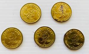 lot 64 image: 5 Collectors Namco Pac-Man Coinstokens 1991