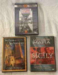 lot 129 image: Civil War Journal, Secrets of Archelogy & Lords of the Mafia Unopened DVDs