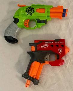 lot 168 image: Double Strike Nerf fires 2  once Mega Big Shock Nerf with Oversized Darts