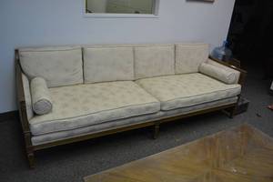 lot 49 image: Mid Century Couch with Round End Pillows