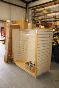 lot 19 image: Double Sided Display Cabinet with Brackets