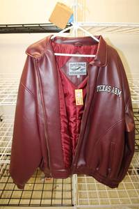lot 251 image: NEW Texas A&M Leather Type Jacket Size XL by Steve & Barrys Active Gear New with Tags (Never Sold to Consumers)