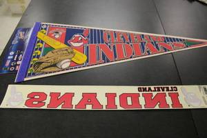 lot 256 image: Cleveland Indians Pennant and Static Cling Decal
