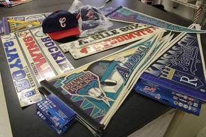 lot 261 image: Various Baseball Pennants, Decals and Chicago Ball Caps