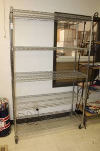 lot 220 image: 5-Shelf Wire Metro Shelf on Wheels