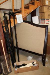 lot 308 image: California King Bed Frame with Cushion Headboard