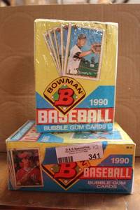 lot 341 image: Baseball Cards Bowman 1990 Bubble Gum Cards - 2 Boxes