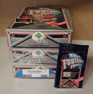 lot 386 image: NFL Trading Cards Upper Deck 1991  - 3 Boxes