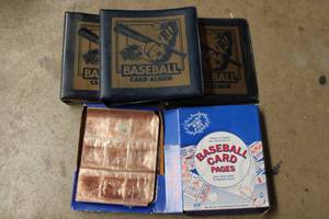 lot 399 image: 3 Baseball Card Album Binders and 2 Boxes of Baseball Card Pages