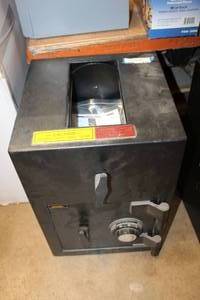 lot 419 image: AMSEC Personal Safe with Combination, has top turn drop