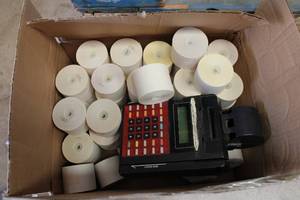 lot 429 image: Credit Card Processor and Box of Paper Receipt Rolls