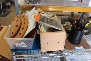 lot 451 image: Pen Holder, Clip Boards, Carpet Cutters, Drawer Organizer and More
