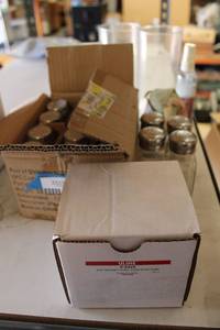 lot 477 image: Magnetic Card Holders (For Shelves), Salt and Pepper Shakers, Clear Vases