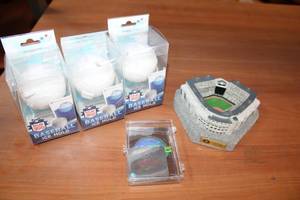 lot 546 image: 3 Baseball Ice Molds, Holograms Stickers, Model of Comiskey Park