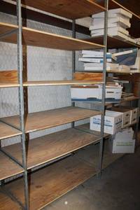 lot 561 image: 3-Section Shelving Unit - 8 Shelves High - PICKUP MONDAY AFTER 3 OR TUESDAY