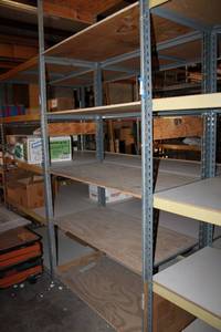 lot 566 image: 8-Shelf Industrial Rack Shelving CONTENTS NOT INCLUDED - PICKUP MONDAY AFTER 3 OR TUESDAY