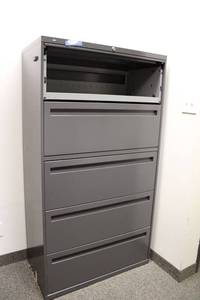 lot 66 image: 4 Drawer and 1 Shelf Lateral File Cabinet with Key