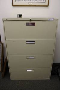 lot 80 image: Lateral File Cabinet 3Ft. W x 19.5D x 53 H with Key