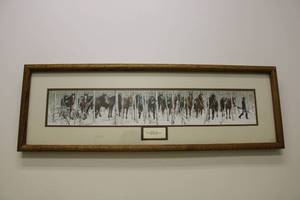 lot 84 image: Framed Print by Bev Doolittle Two Indian Horses 30.5 W x 10.5H